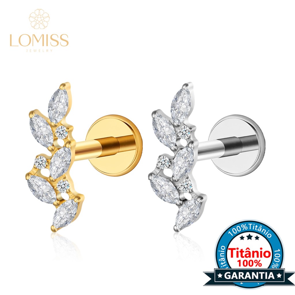 Piercing Helix Tragus Conch Labret Galho Titânio Zircônia em Oferta na Shopee