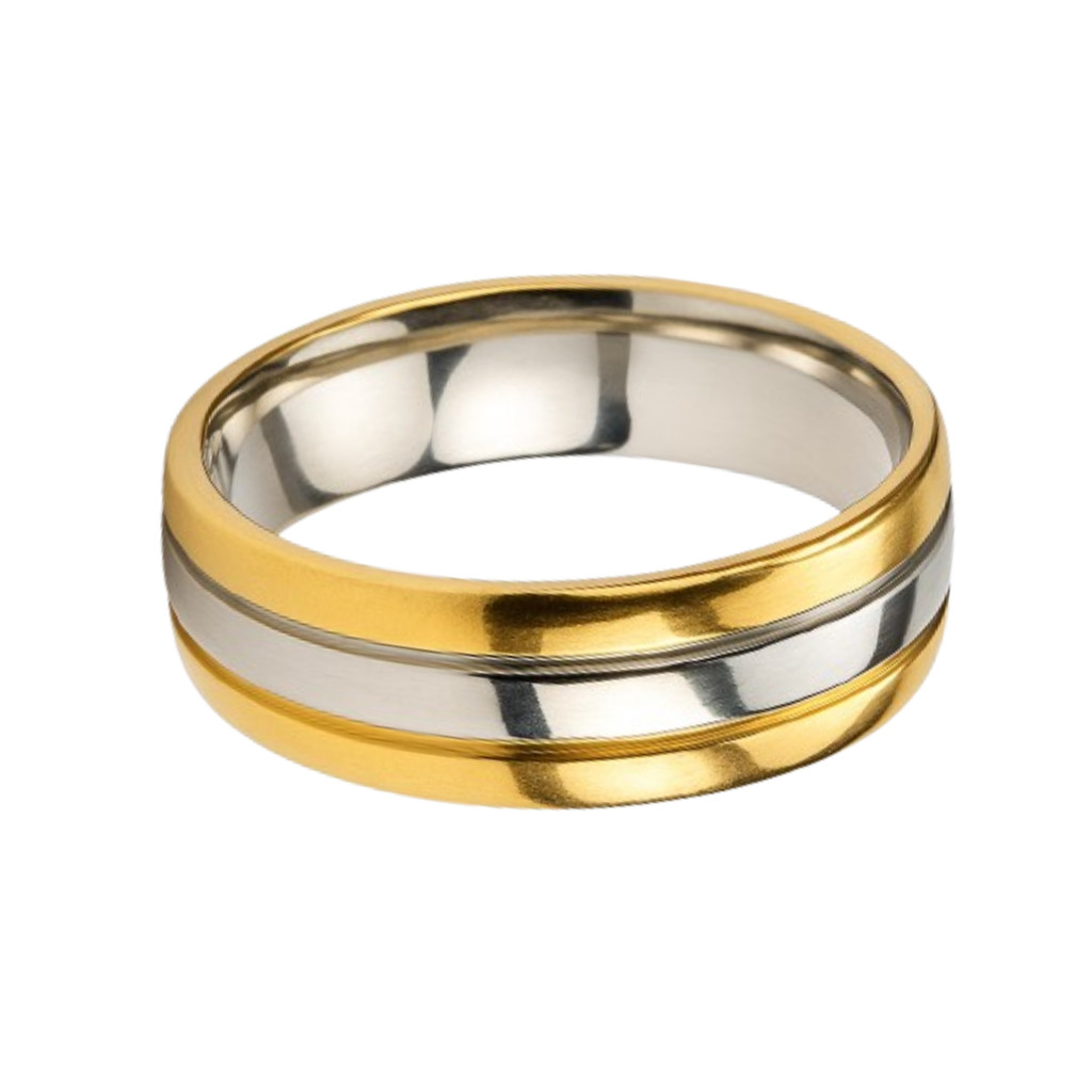 Anel Noivado Ouro 18k 6mm Bodas Friso Prata Luxo Casal Casamento Presente