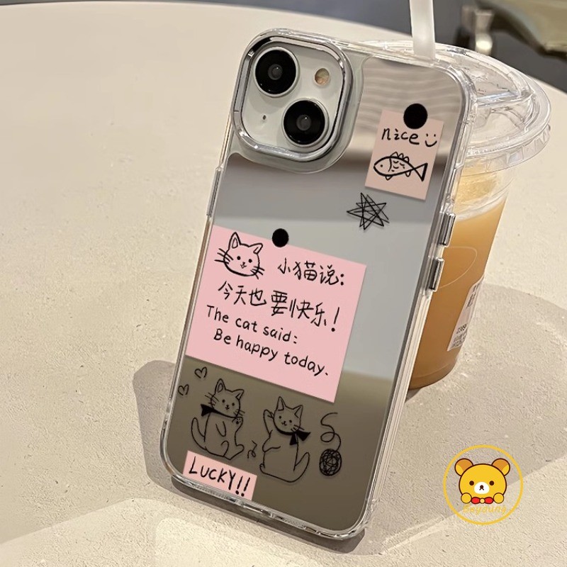 Capa De Espelho De Gato Fofo Para Samsung Galaxy A56 A36 A26 A16 A06 A15 A05S A21S A20S A14 A13 A12 A11 A10S A04S A04E A