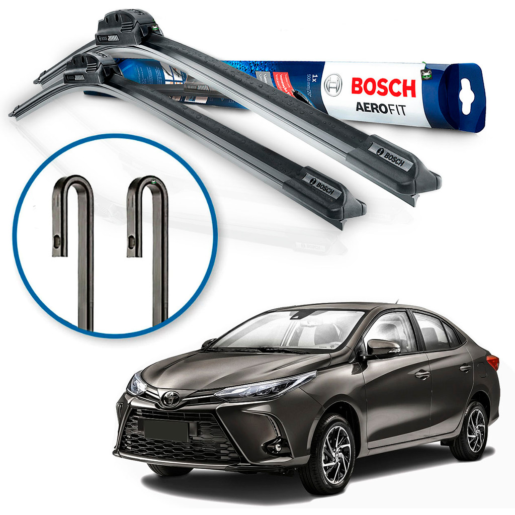 Par Palheta Limpador Parabrisa Aerofit Bosch Yaris 2018 19 20 21 22 23 24 2025 Braço Gancho