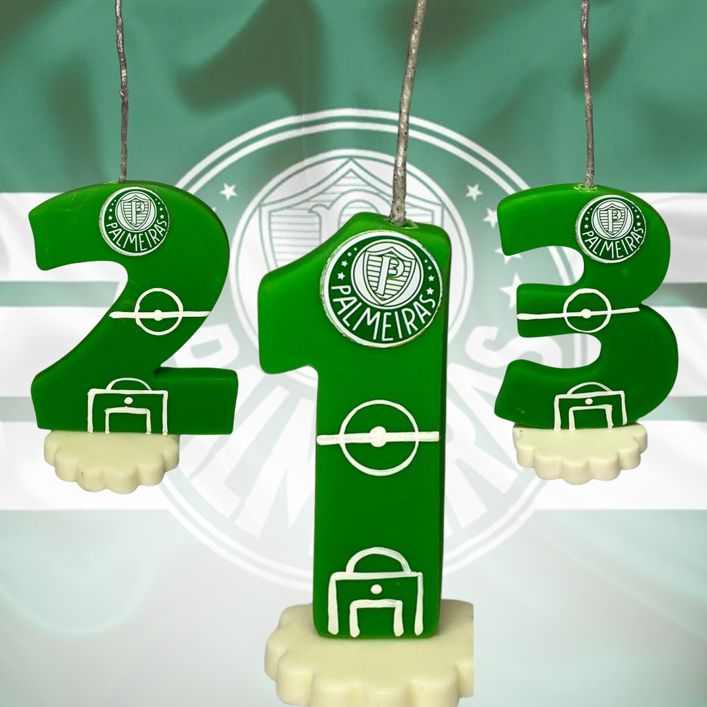 Vela Biscuit Palmeiras Porco Futebol Topo Bolo Aniversário Time em Oferta na Shopee