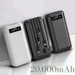 Carregador Power Bank Portátil 20000mah Universal Saida 4 Cabos