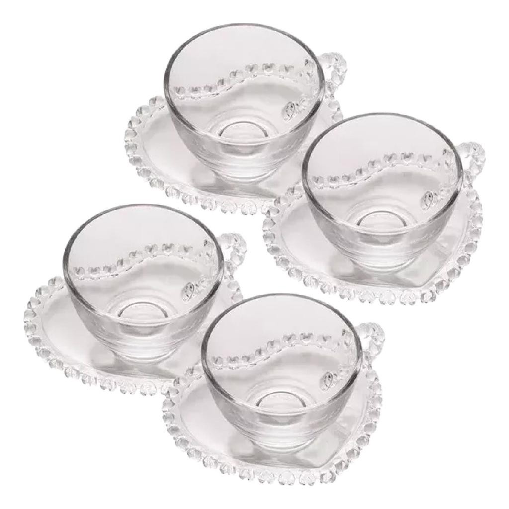 Conjunto de 4 Xícaras e Pires em Formato de Coração – Lyor | Café com Charme e Amor na Sua Mesa Posta em Oferta na Shopee