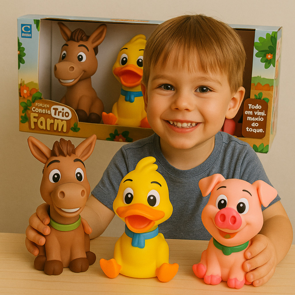 Brinquedo Fazendinha Animais da Fazenda Vinil Macio 3 Unidades em Oferta na Shopee