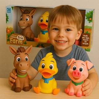 Brinquedo Fazendinha Animais da Fazenda Vinil Macio 3 Unidades em Oferta na Shopee