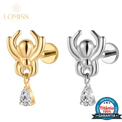Lomiss Piercing Helix Tragus Conch Labret Titânio Aranha Com Pingente Zircônia