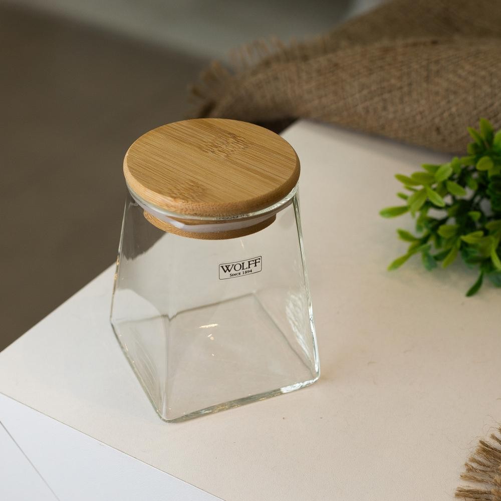 Porta Mantimento Wolff de Vidro com Tampa de Bambu 750ml - Home & Living