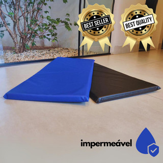 Colchonete de Academia 90x40x3cm Compacto Espuma Macia D23 Impermeável Azul Preto Mat Yog…