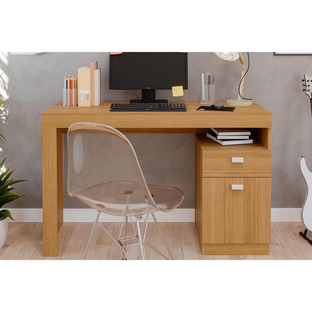 Mesa de Computador Melissa c/ 1 Porta e 1 Gaveta Nature - Permóbili - Home & Living