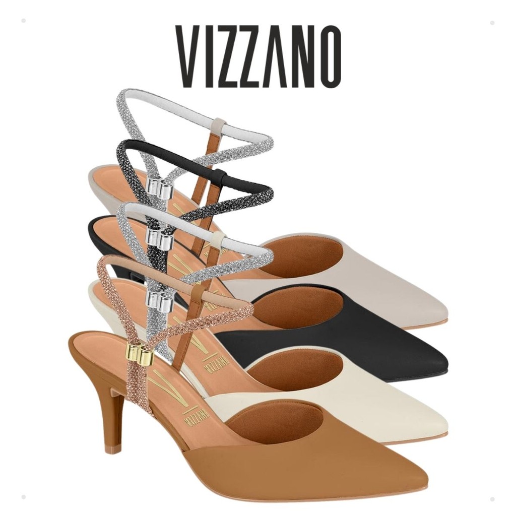Scarpin Bico Fino Salto Macio Alto Festa Strass Vizzano