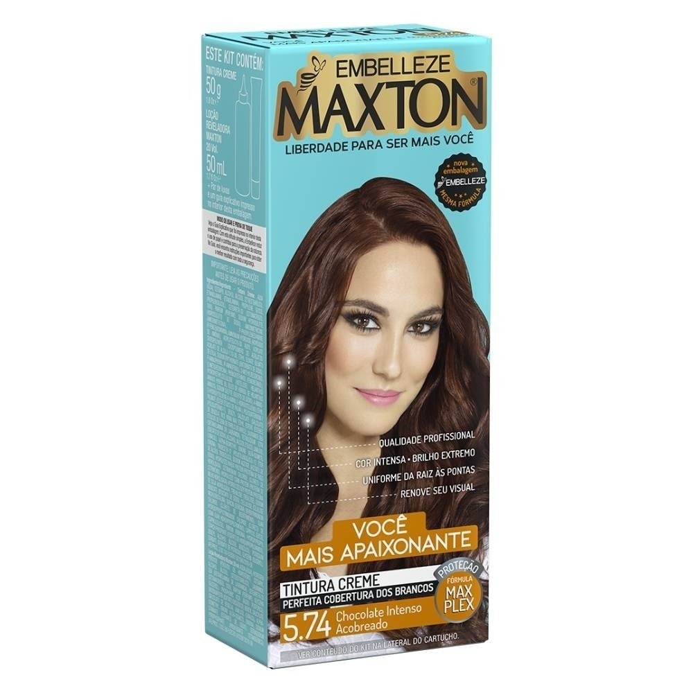 Tinta de Cabelo Maxton 5.74 Chocolate Intenso Acobreado em Oferta na Shopee