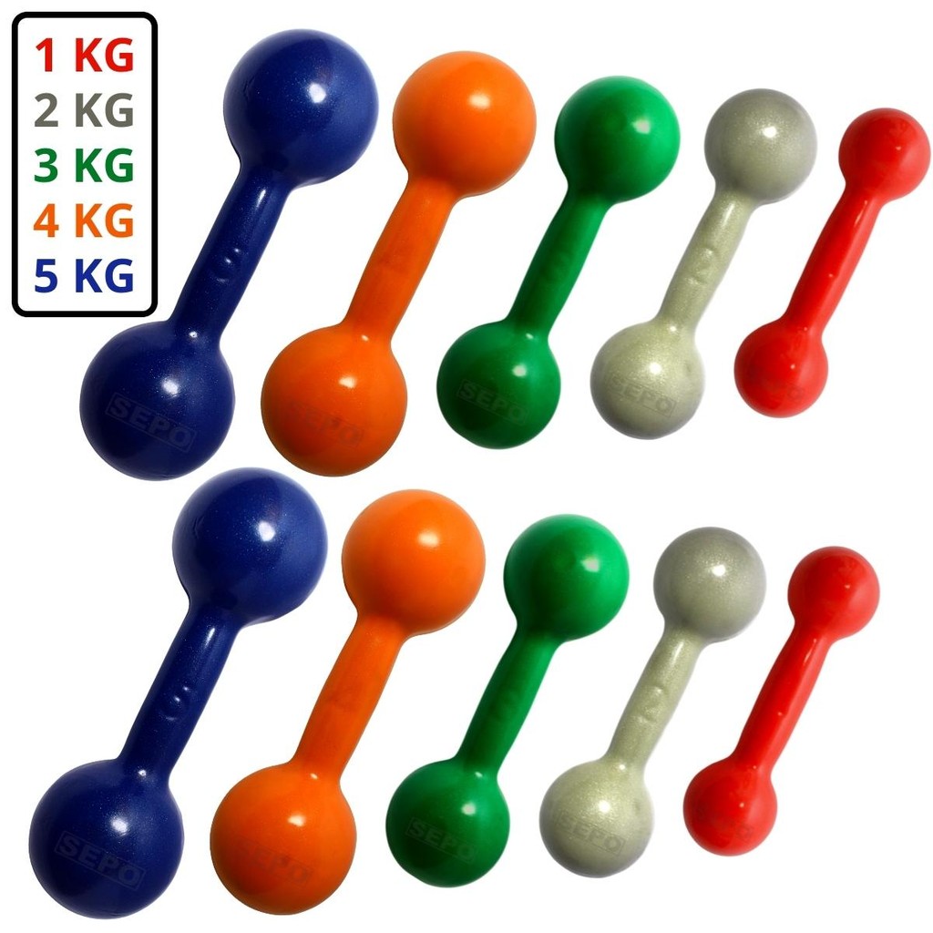 Kit Halteres Bola Emborrachados Pares de 1Kg 2Kg 3Kg 4Kg e 5Kg Musculação