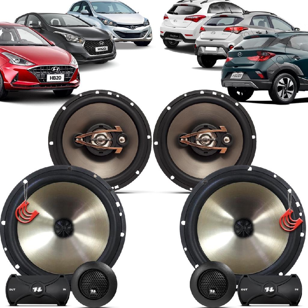 Kit Alto Falantes Dianteiros + Traseiros Hyundai HB20 HB20X 2012 até 2022 - Hurricane Platino 640w em Oferta na Shopee