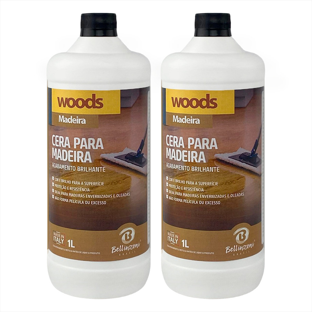 Kit 2 un Cera Para Madeira Envernizada E Oleada Bellinzoni 1 Litro - Sinteco