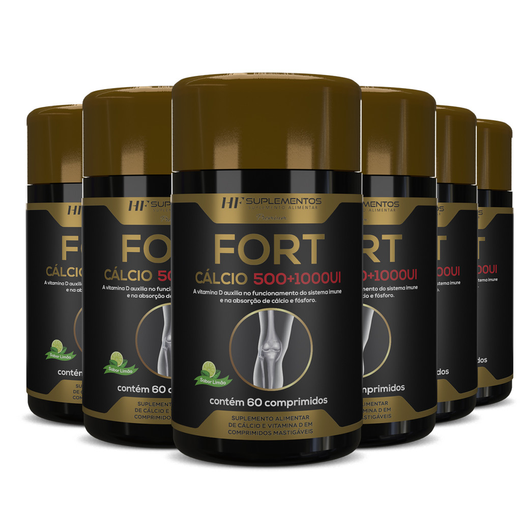 Kit 6 unid Fort Cálcio + Vitamina D HF Suplementos 60 comprimidos – Ossos Fortes e Bem-Estar Diário!