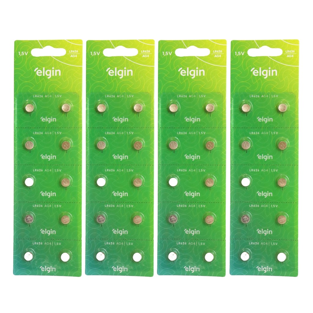 Kit 40 Baterias Pilhas Alcalina Lr626 1,5v 4 Cartela Elgin em Oferta na Shopee