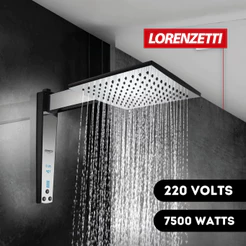Chuveiro Ducha Acqua Century Digital Preto Cromado 220v 7500w Quadrado Lorenzetti Clean Moderno