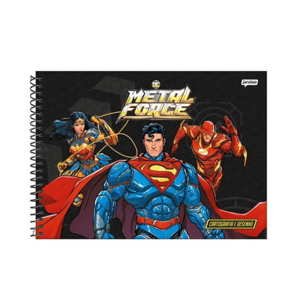 Caderno Escolar Capa Dura Infantil Liga Da Justiça 80 Folhas Cartografia