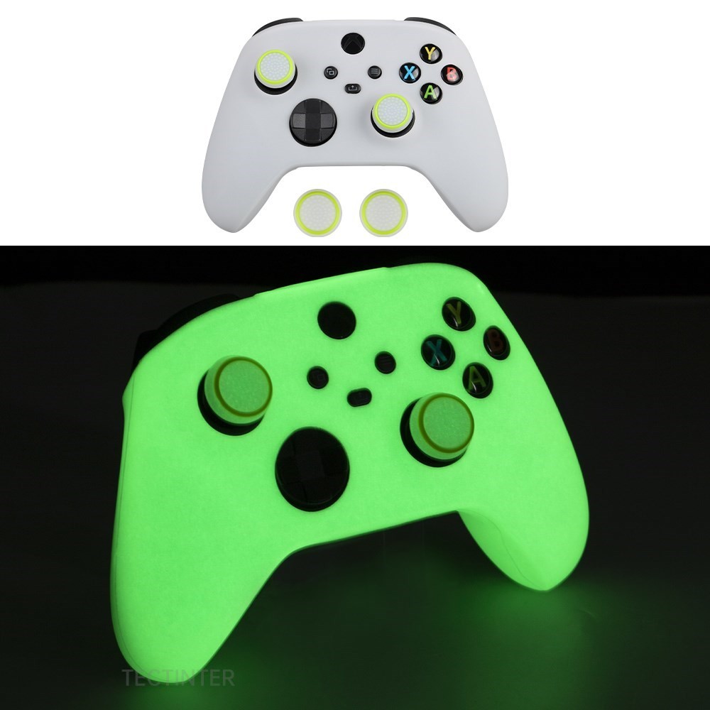 Para Xbox Série X/S Gamepad Brilho Capa Protetora Controle XSX Silicone Macio Verde Brilhante One Series Joystick