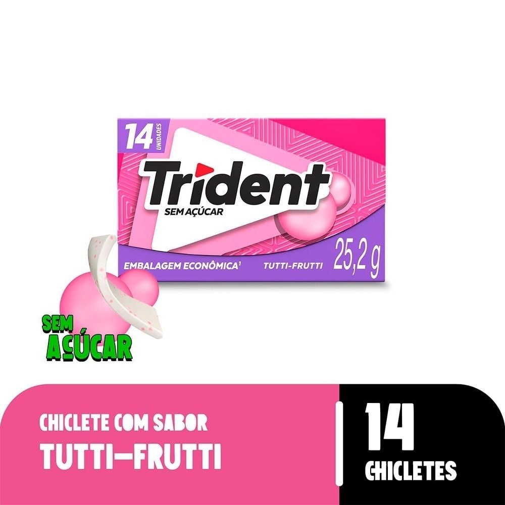 Chiclete Trident Tutti-Frutti Sem Açúcar 25,2g - Display com 12 Unidades - Food & Beverages