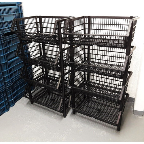 4 Cestos Expositor Reforçado Grande Organizador De Plástico Empilhável Resistente Preto Sombrisul em Oferta na Shopee