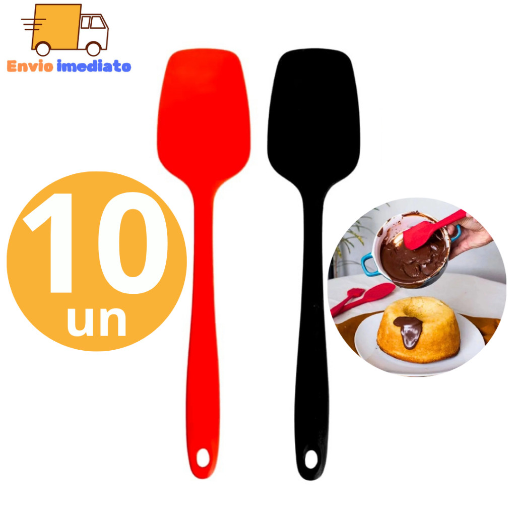 kit 10 Espátulas de Silicone  27.6 cm Silicone Maciço Resistente para Cozinha Restaurante Padaria Doceria