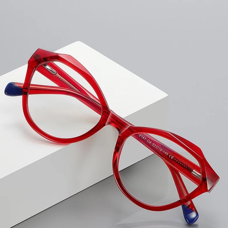 Óculos De Armação Fotocromática Olho De Gato Poligonal Moda Anti Raio Azul Femininos