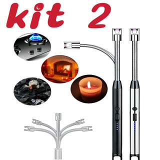 Kit2 Acendedor de Plasma Ecológico para Fogão Velas Camping Usb Luxo  marisa