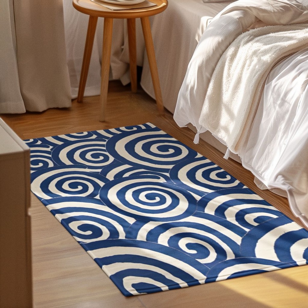 Tapete Decorativo 118x70cm Antiderrapante Sala, Quarto e Escritório Caracol Azul em Oferta na Shopee