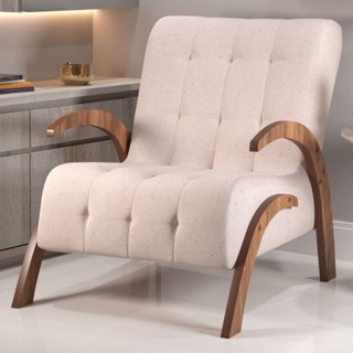 Poltrona Cecilia Seda/Linho Amêndoa - Viero Móveis em Oferta na Shopee