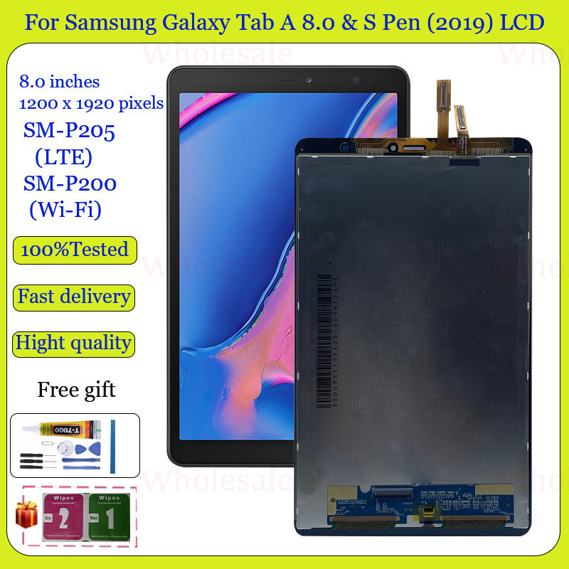 Original para Samsung Galaxy Tab A 8.0 2019 SM-P200/P205 P200 P205 Substituição de Tela LCD Touch Screen Digitizer OFLT