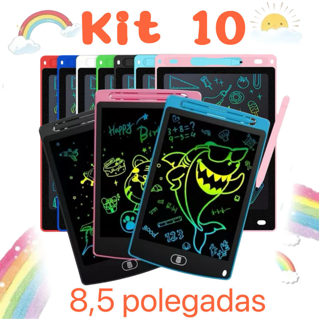Kit 10 Unidades Lousa Magica Tablet Lcd 8.5 Polegadas Escrever Pintar e Desenhar em Oferta na Shopee