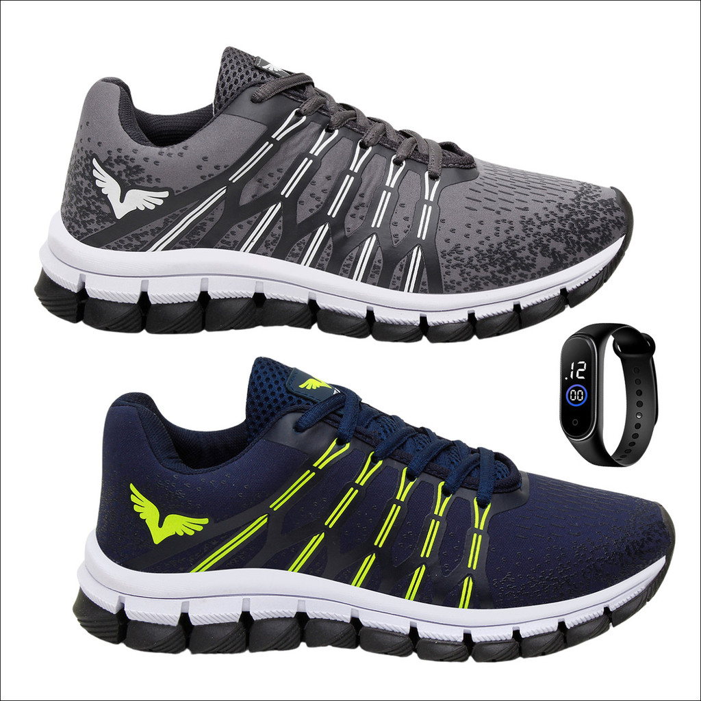 Kit 2 Pares Tênis Masculino Esportivo Confortável + Relógio