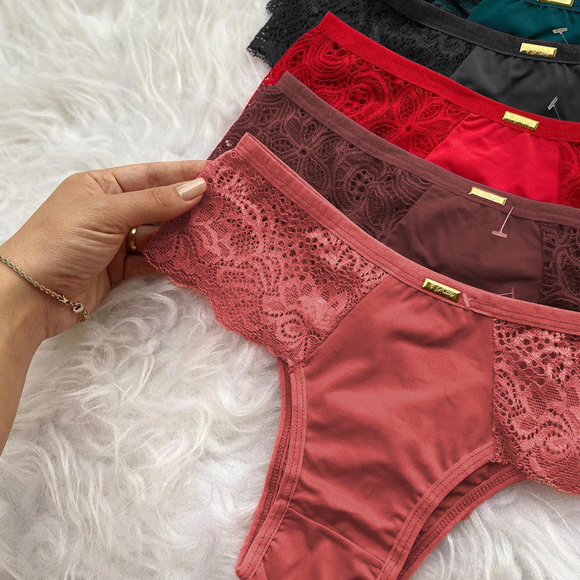 Kit 10 Calcinhas Tanga Lateral Renda Conforto Direto Da Fábrica