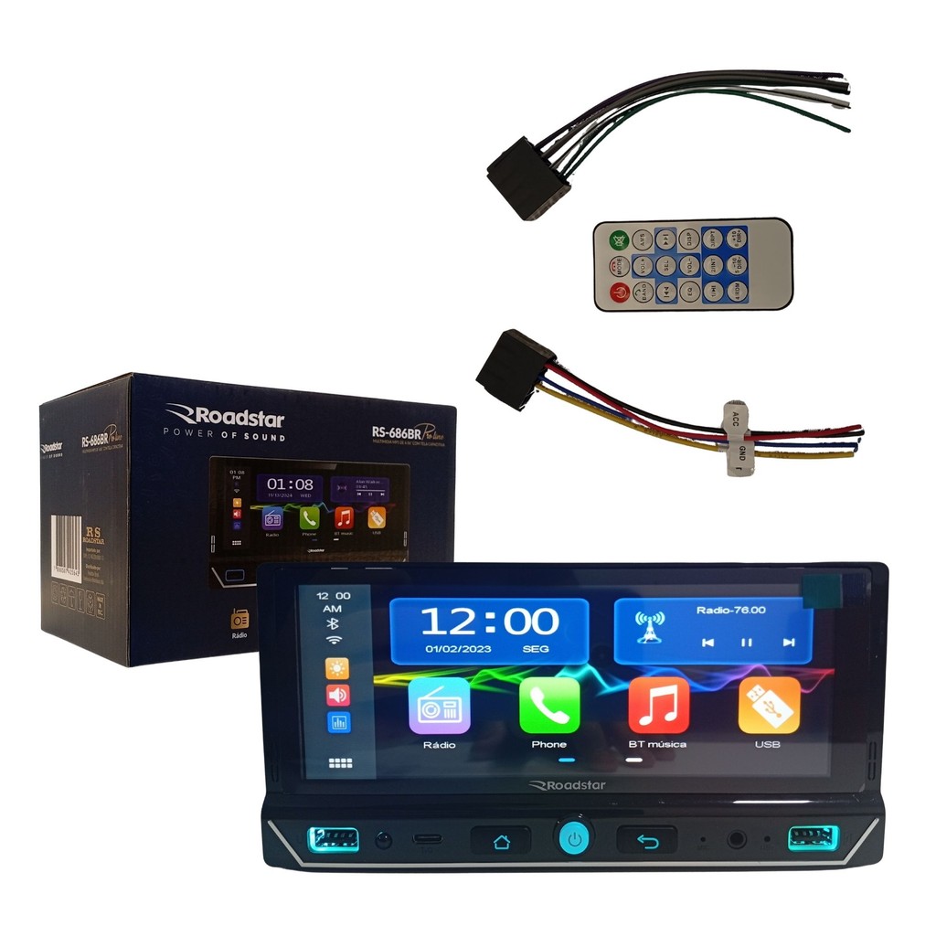Central Multimídia 1DIN Universal Bluetooth Carplay AndroidAuto Sem Fio USB Touch MP5 Rádio Carro em Oferta na Shopee