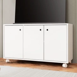 Rack para TV Até 40 Polegadas 3 Portas Branco 725 - Pnr Móveis