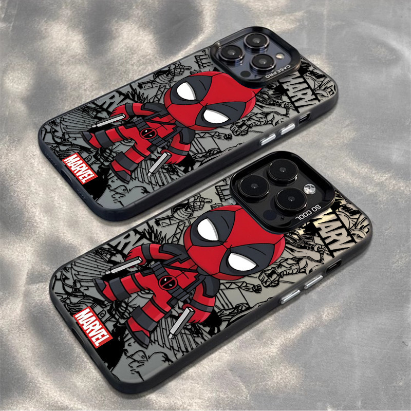 Capinha Capa Fosca para iPhone 13 11 12 14 XR 15 16 17 Pro Max Plus Anti-impacto Deadpool Marvel