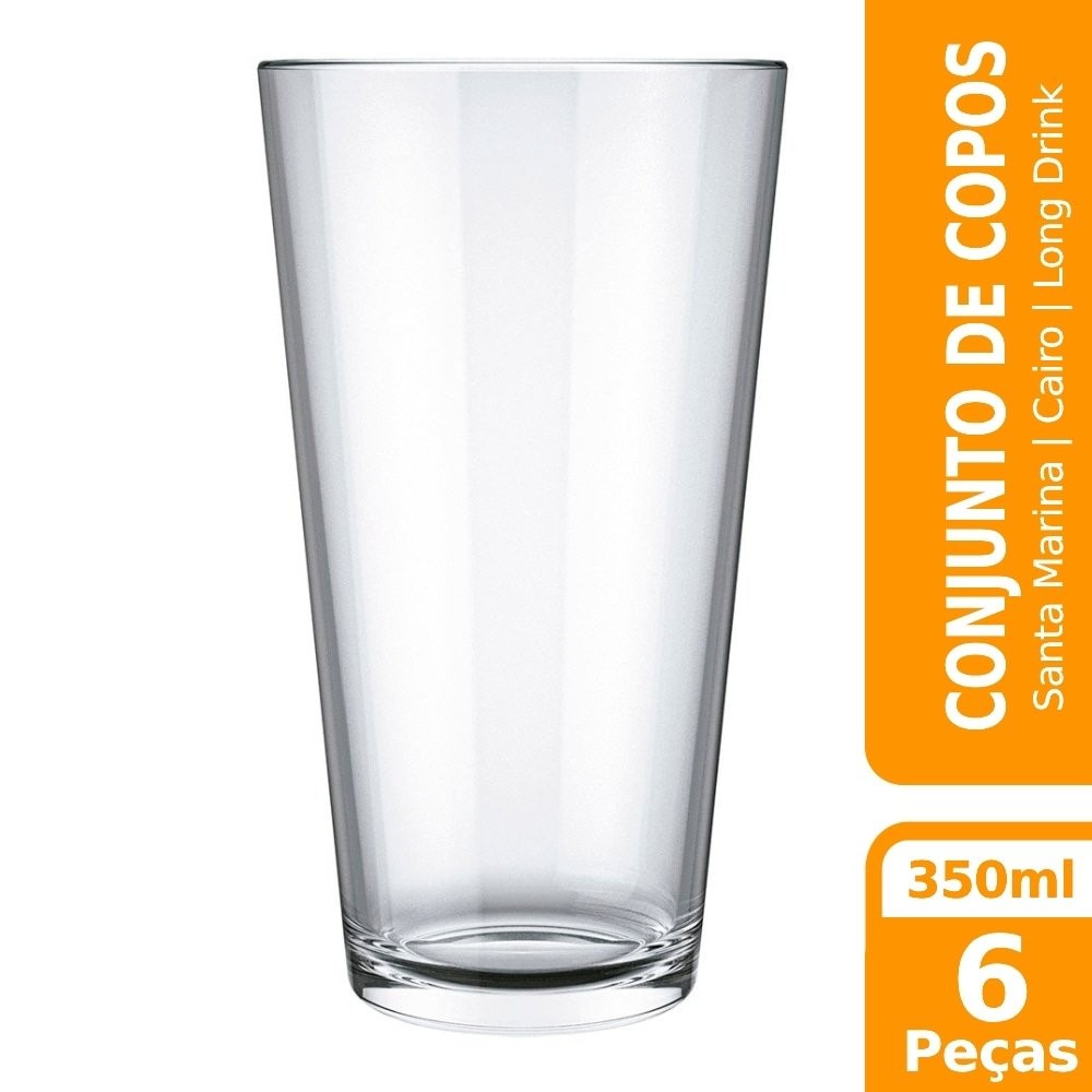 Conjunto de Copos Santa Marina Cairo Long Drink 350ml - Embalagem com 6 Unidades em Oferta na Shopee