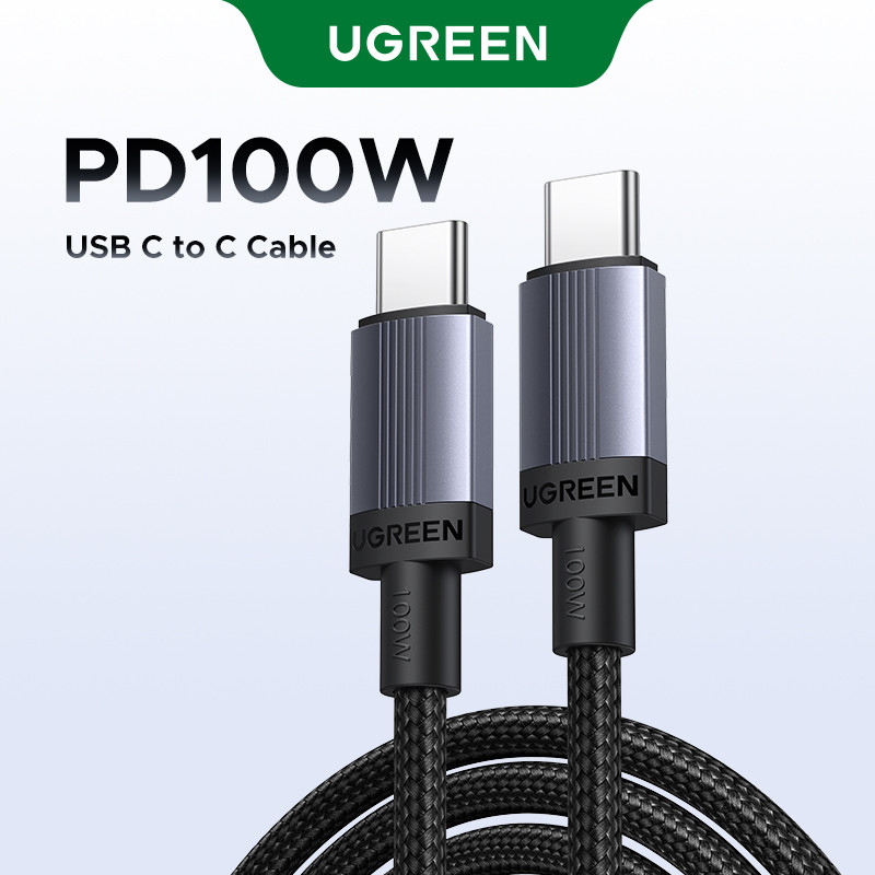 UGREEN 100W Cabo De Dados De Carregamento USB-C Para 2.0 Concha De Alumínio Trançada Espaço Cinza SAMSUNG s25 Ultra 24 + - Mobile & Gadgets