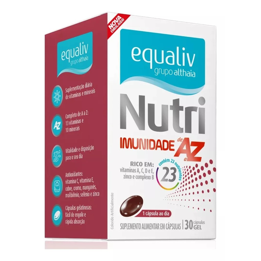 Suplemento Equaliv Nutri Imunidade AZ Vitaminas 30Cps em Gel em Oferta na Shopee