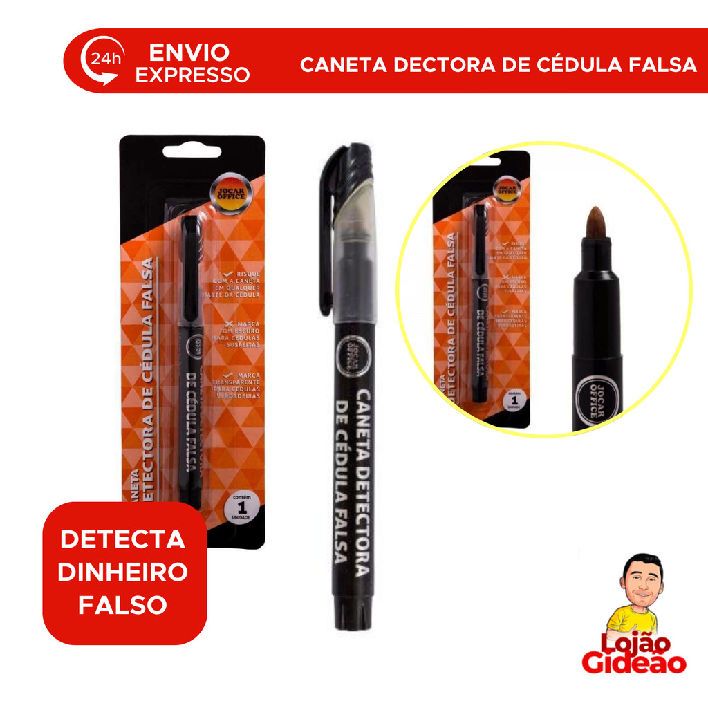 Caneta Detector de Nota Falsa Para Comércio Vendedor Caixa De Mercado