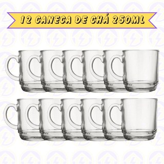 Canecas Transparente Vidro 250ML Café Cappuccino Chá 12 uni em Oferta na Shopee