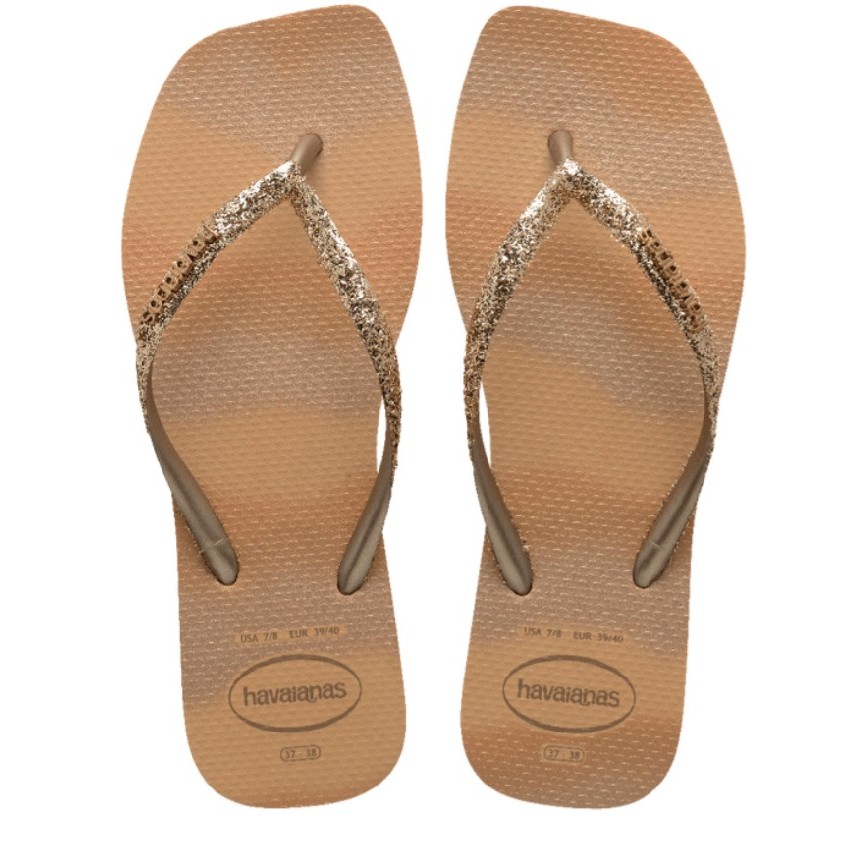 Chinelo Havaianas Slim Square Glitter Party Dourado