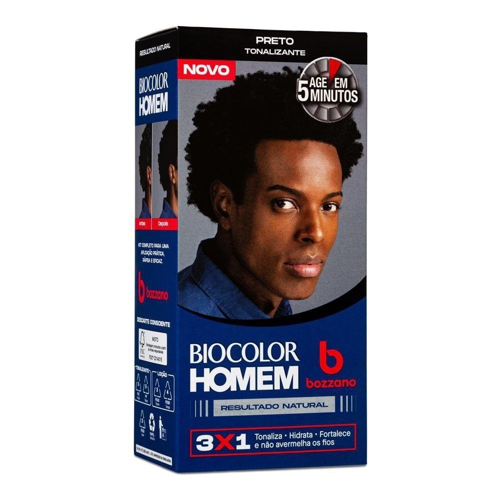 Tintura Bozzano Biocolor Homem Tonalizante de cabelo Preto - Beauty