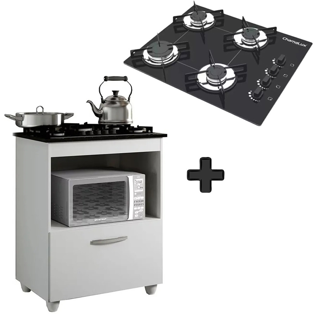 Kit BalcÃO Cooktop 1 Porta Br C/FogÃO Cooktop 4 Bocas em Oferta na Shopee