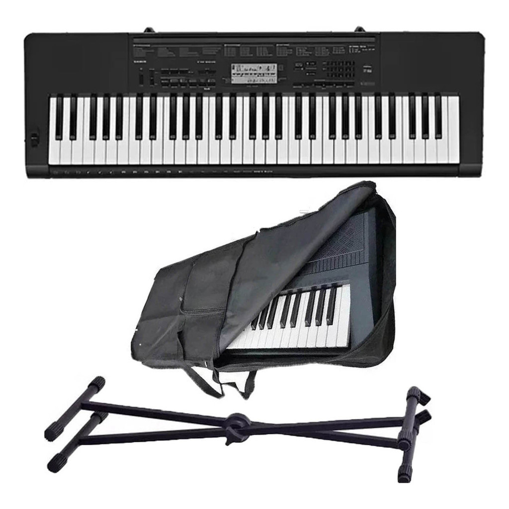 Teclado Casio Digital Ctk-3500 K2 - Br Preto Suporte E Capa