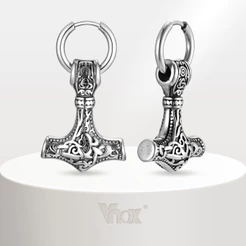 Vnox 1 Par De Brincos De Martelo Thor De Aço Inoxidável Para Homens , Antialérgicos Punk Rock , Joias Da Moda , Presente