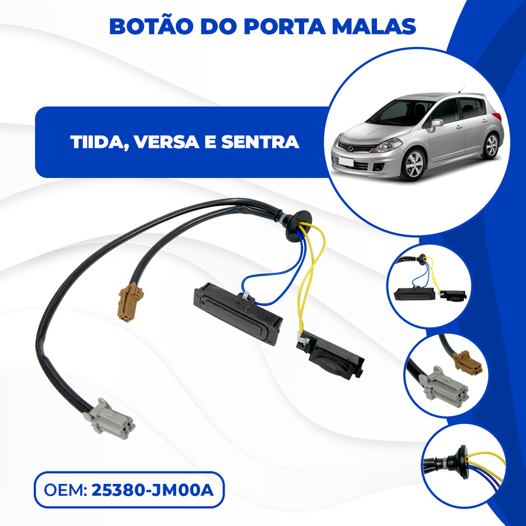 Botão Acionador Abertura Porta Malas Compatível Com Nissan Tiida Sentra Versa 25380-JM00A