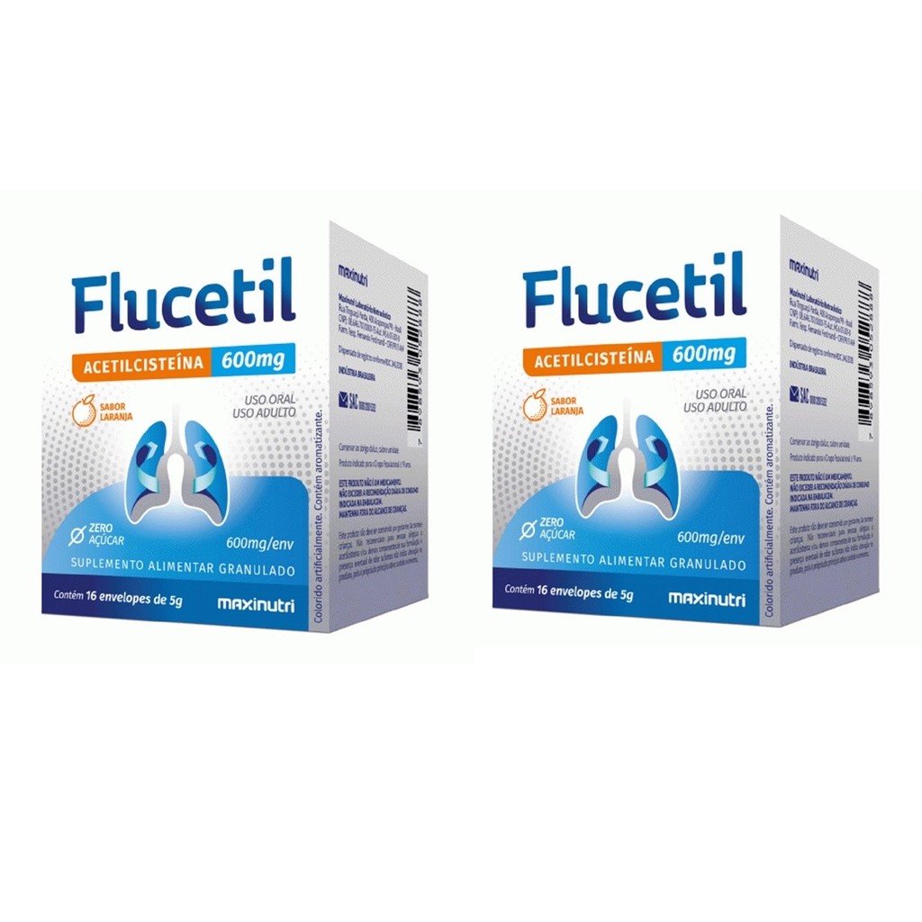 Kit 2 Suplemento Flucetil Acetilcisteína 600mg 16U-Maxinutri