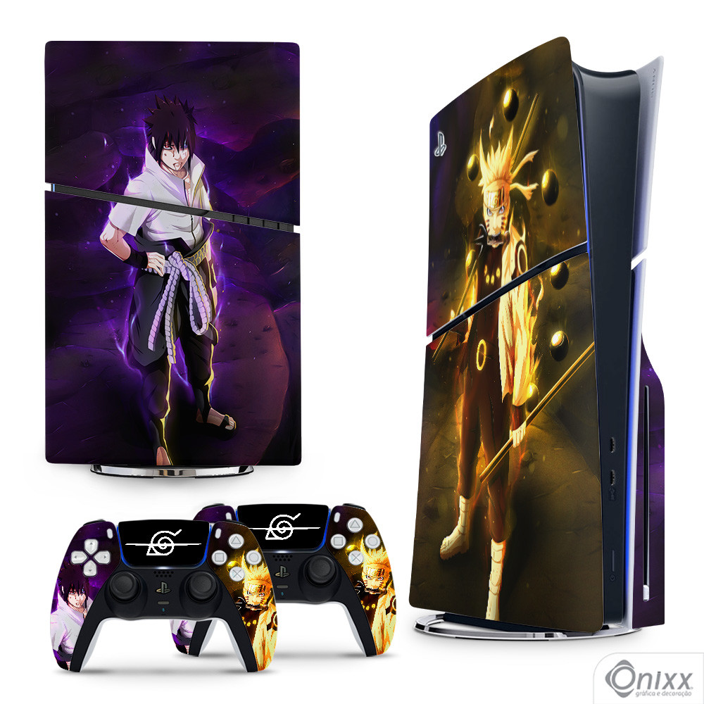 Skin PS5 Slim Adesiva Naruto e Sasuke